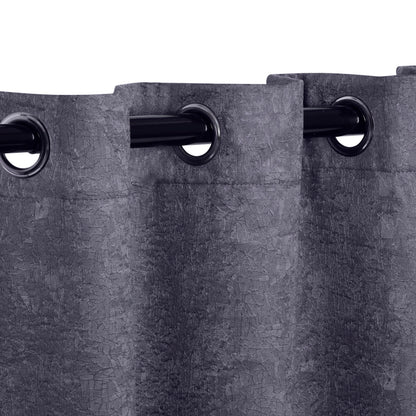 Blackout Senna Solid Textured Grommet Curtain Panels - Midnight Blue