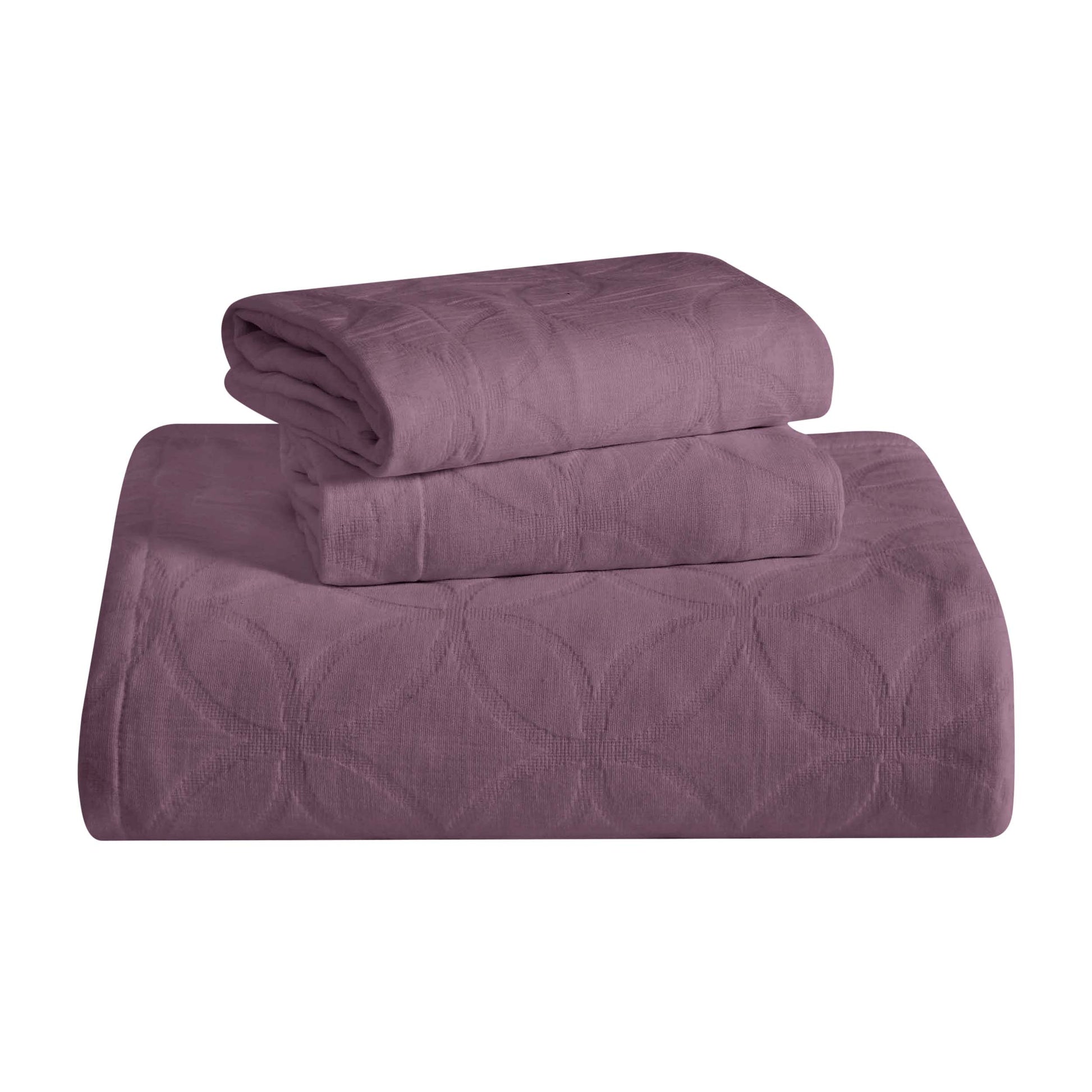 Serenity Cotton Matelasse Weave Jacquard Celtic Circle Bedspread Set - Lilac