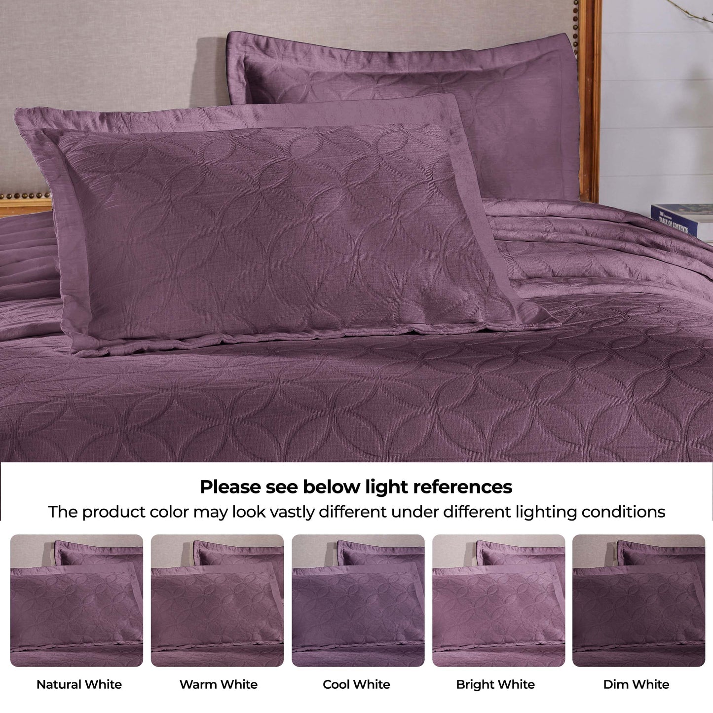 Serenity Cotton Matelasse Weave Jacquard Celtic Circle Bedspread Set - Lilac