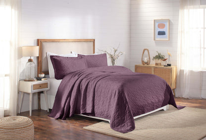 Serenity Cotton Matelasse Weave Jacquard Celtic Circle Bedspread Set - Lilac