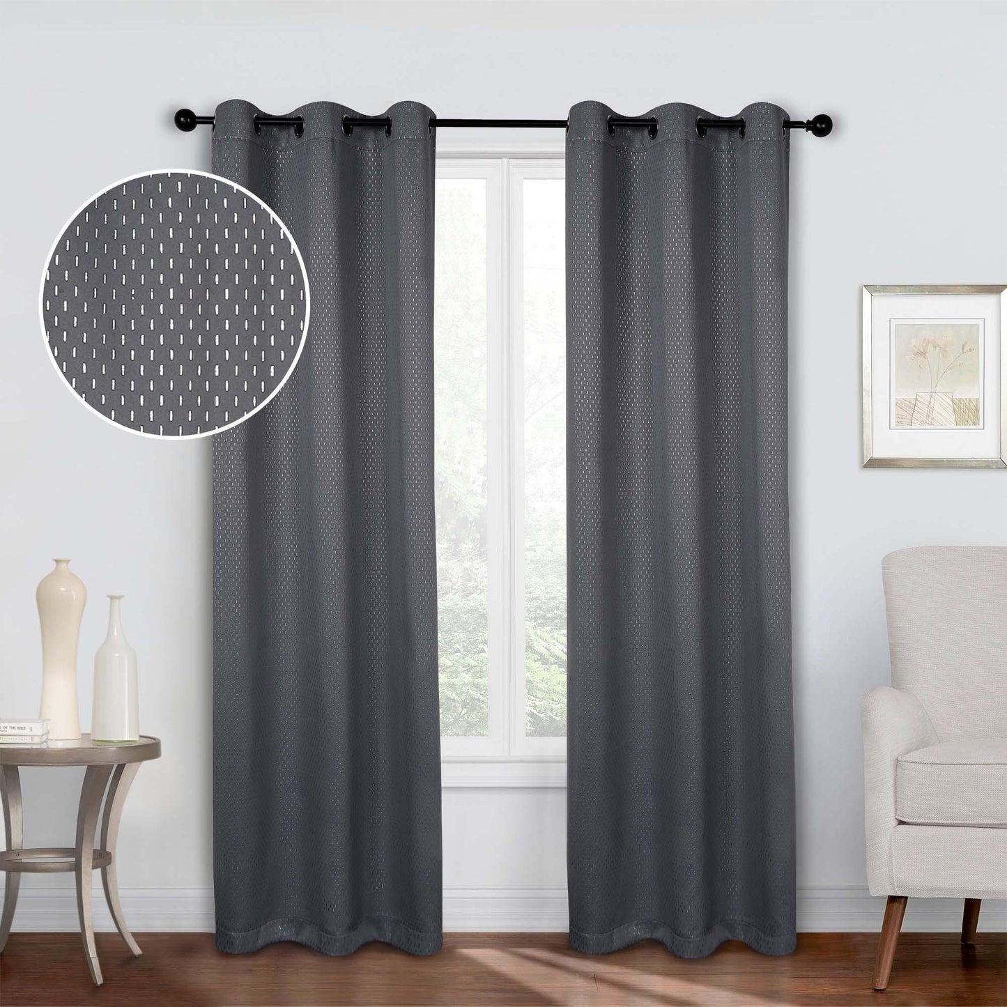 Solid Shimmer Grommet Blackout Curtain Panel Set