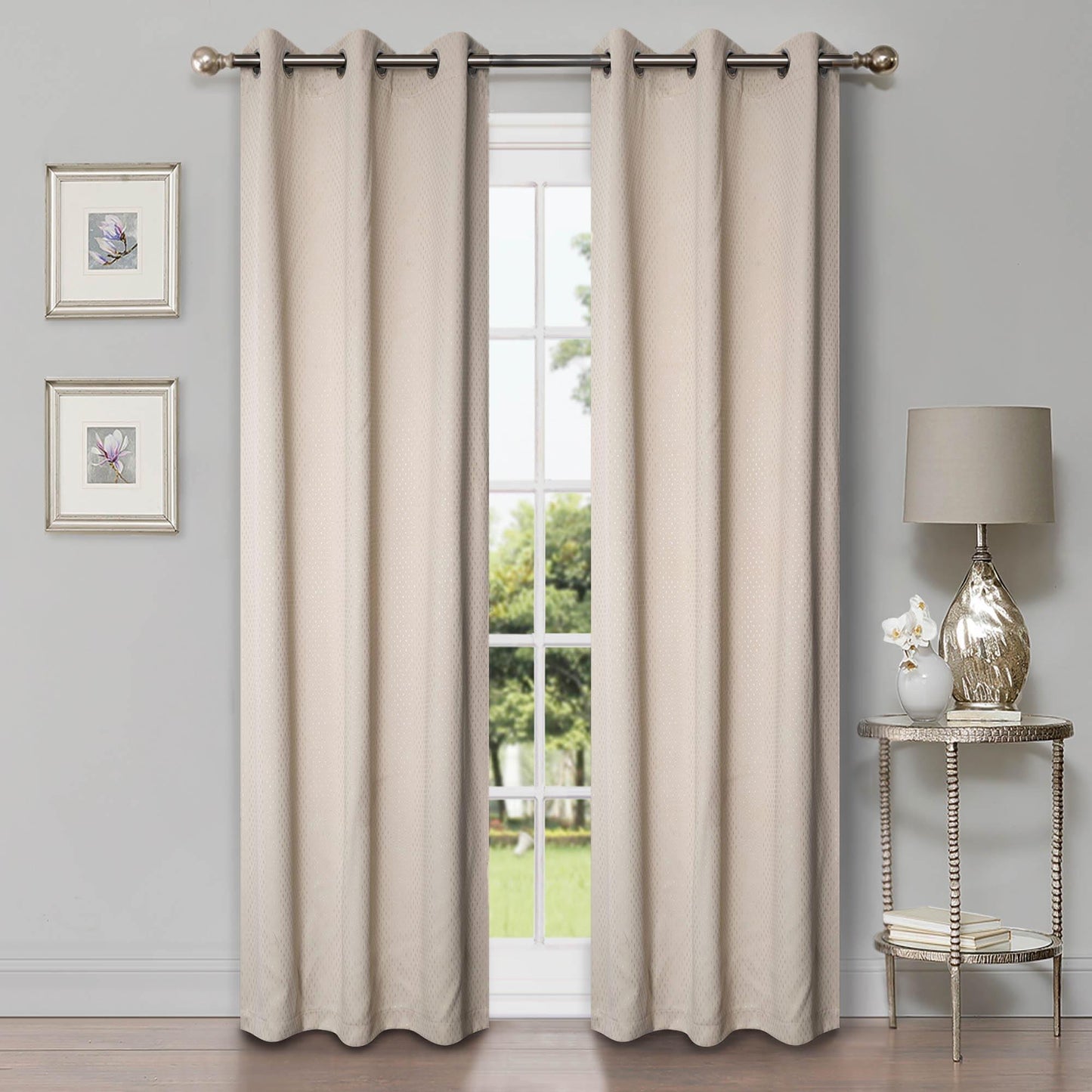 Blackout Solid Shimmer Grommet Curtain Panel Set 42"