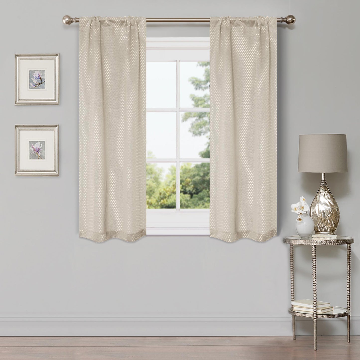 Modern Shimmer Washable Room Darkening Blackout Curtains, Set of 2
