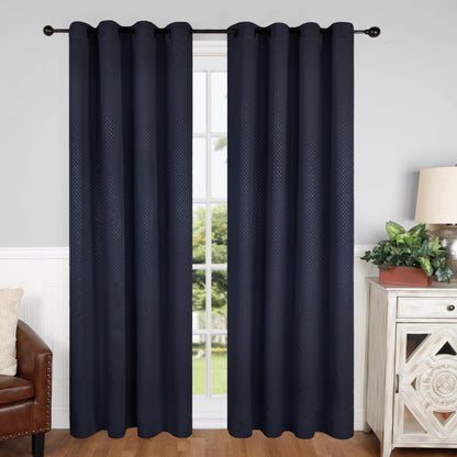 Blackout Solid Shimmer Grommet Curtain Panel Set 42"