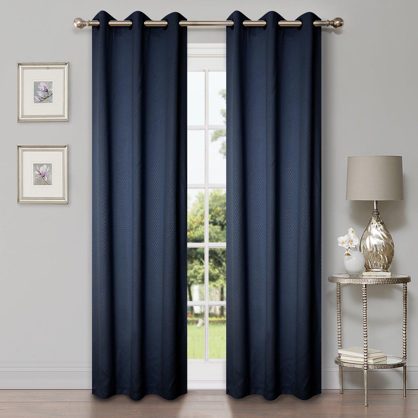 Blackout Solid Shimmer Grommet Curtain Panel Set 42"