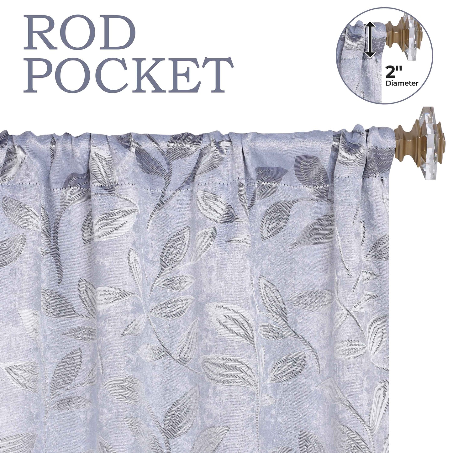 Leaves Room Darkening Grommet Rod Pocket Curtain Panels, Set of 2