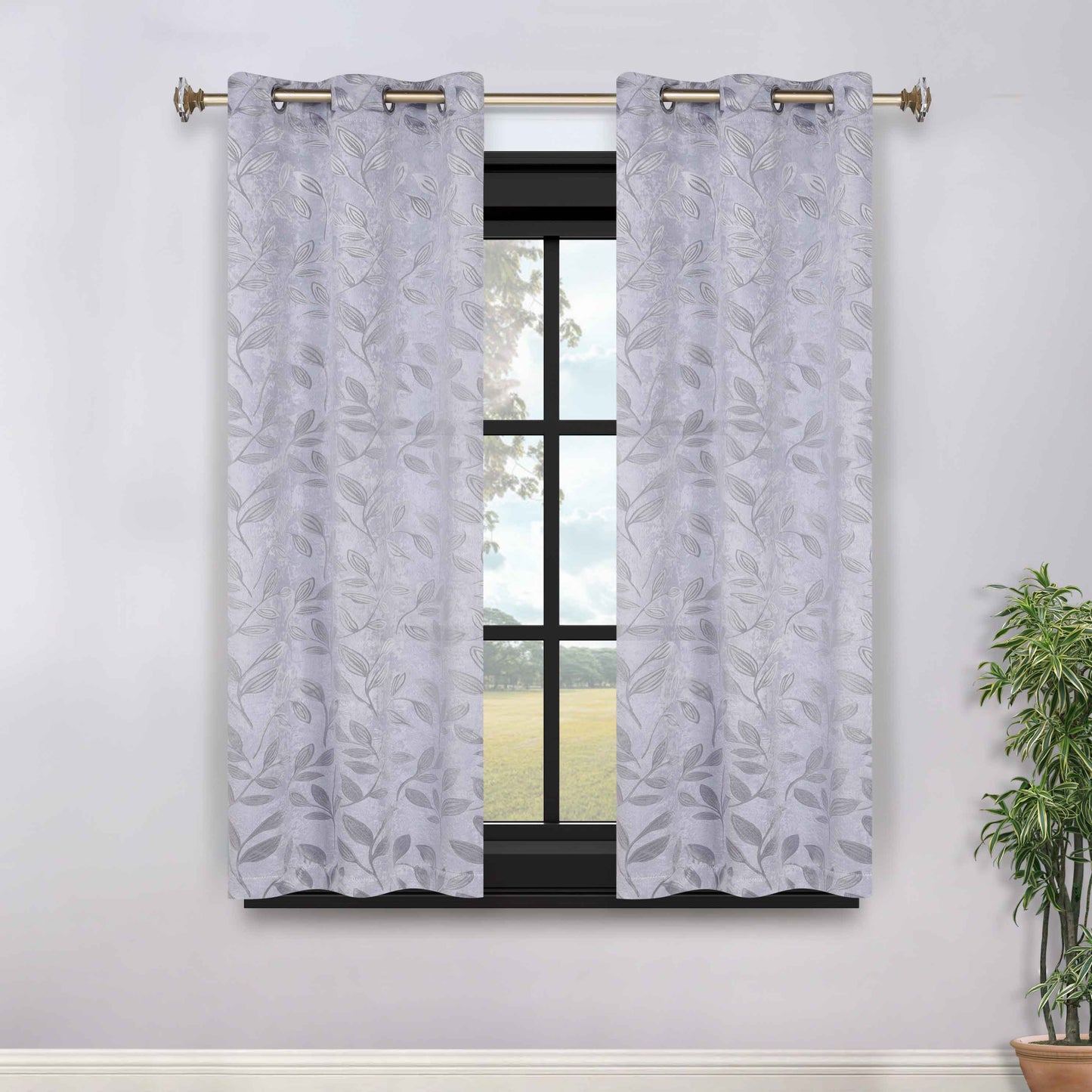 Leaves Room Darkening Grommet Blackout Curtain Panels, Set of 2