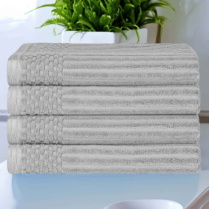 Soho Ribbed Cotton Absorbent Bath Towel Set of 4 - Silver