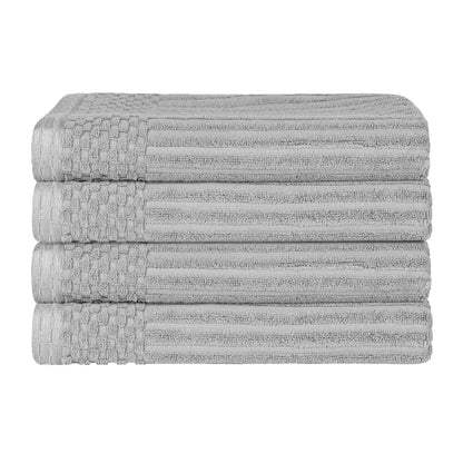 Soho Ribbed Cotton Absorbent Bath Towel Set of 4 - Silver