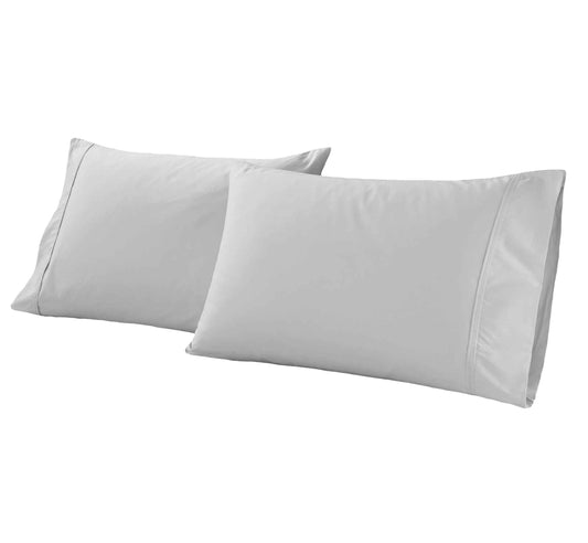 Gina Organic Cotton 300 Thread Count Percale Pillowcases, Set of 2 - Silver