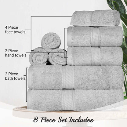 Madison Egyptian Cotton Pile Plush Heavyweight 8 Piece Towel Set