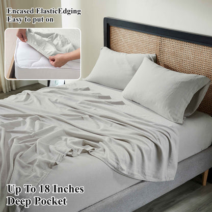 Orion Cotton Linen Blend Garment Washed Deep Pocket Bed Sheet Set