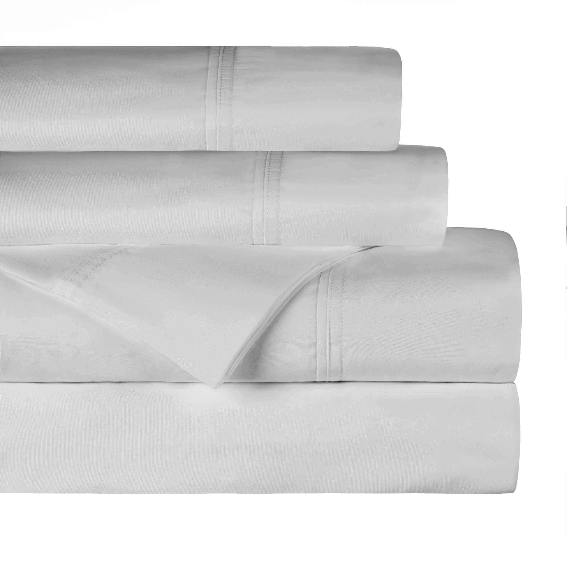 Gina Organic Cotton 300 Thread Count Percale Flat Bed Sheet -Silver