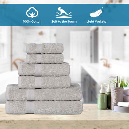 6 Piece Cotton Eco-Friendly Soft Absorbent Towel Set