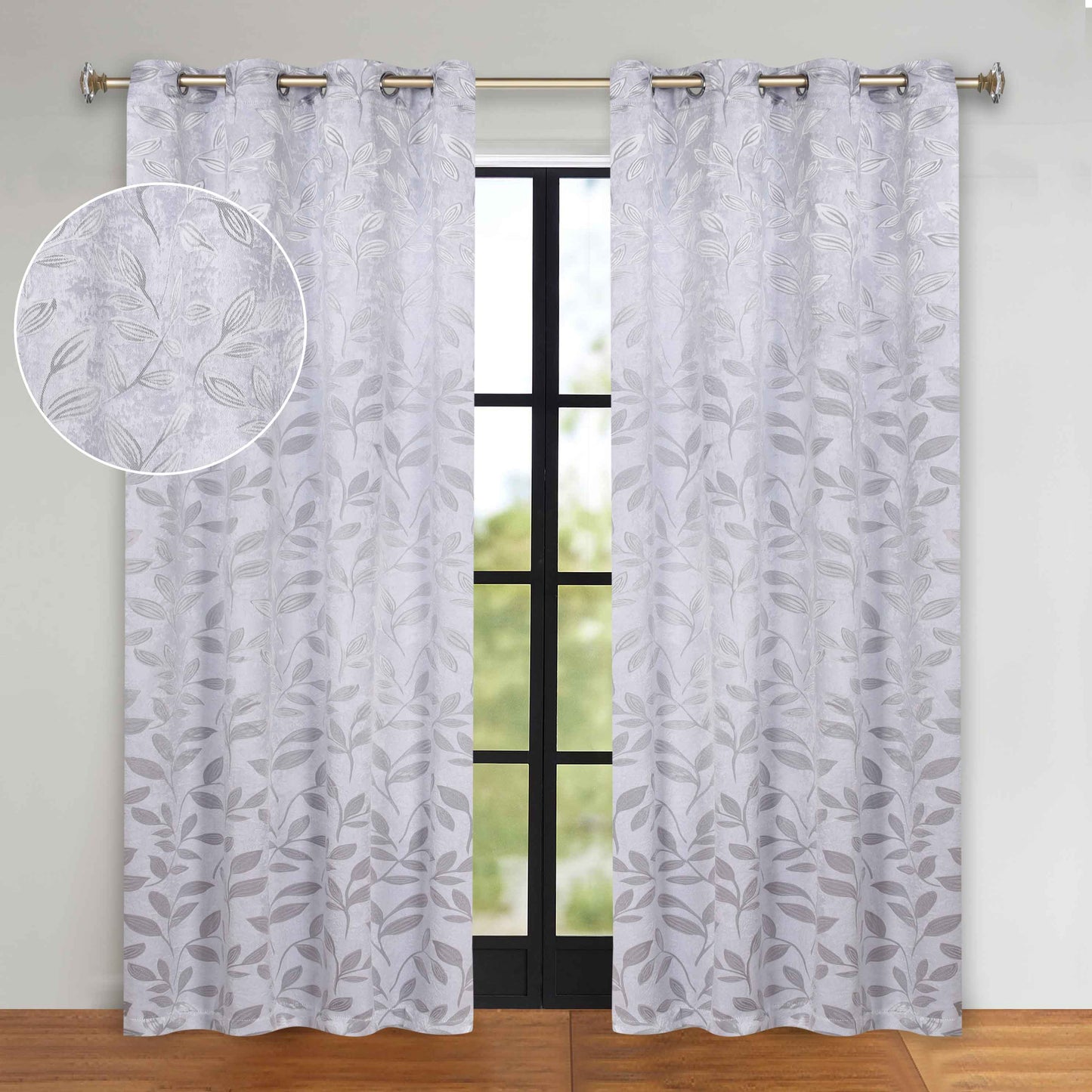 Leaves Room Darkening Grommet Blackout Curtain Panels, Set of 2