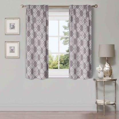 Ribbon Trellis Washable Room Darkening Blackout Curtains, Set of 2