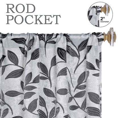 Leaves Room Darkening Grommet Rod Pocket Curtain Panels, Set of 2