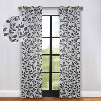 Leaves Room Darkening Grommet Blackout Curtain Panels, Set of 2