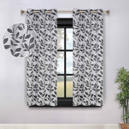 Leaves Room Darkening Grommet Blackout Curtain Panels, Set of 2