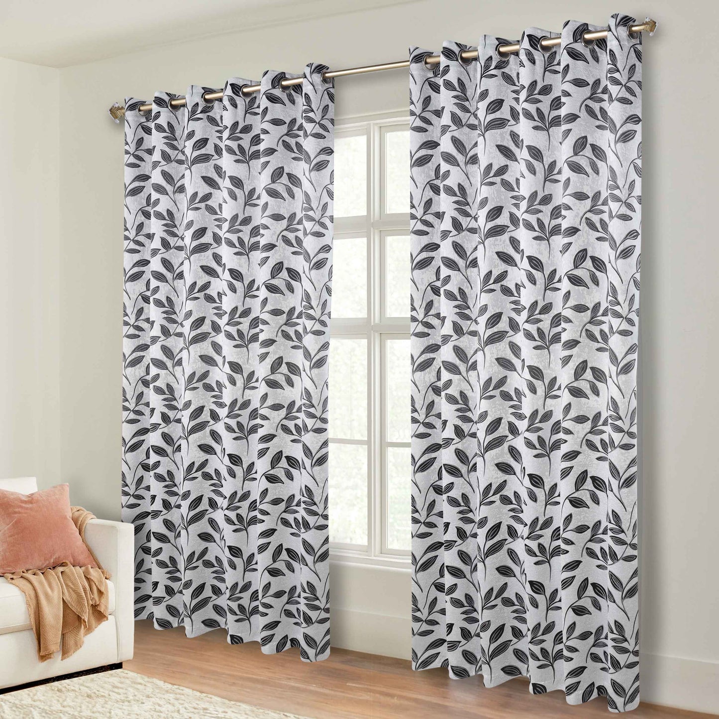 Leaves Room Darkening Grommet Blackout Curtain Panels, Set of 2