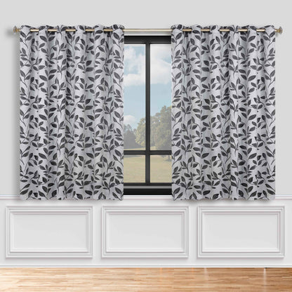 Leaves Room Darkening Grommet Blackout Curtain Panels, Set of 2