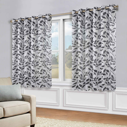 Leaves Room Darkening Grommet Blackout Curtain Panels, Set of 2