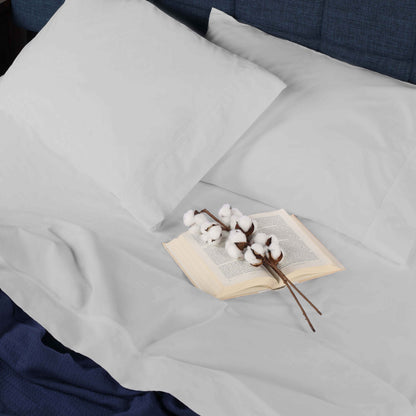 Gina Organic Cotton 300 Thread Count Percale Deep Pocket Bed Sheet Set - Silver