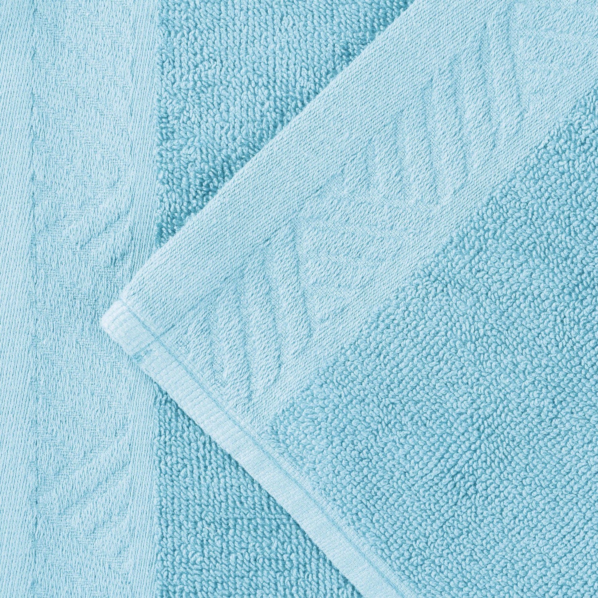 Basketweave Egyptian Cotton Solid 3 Piece Assorted Towel Set - SkyBlue