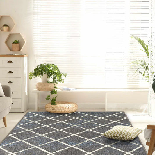 Lattice Geometric Diamonds Indoor Area Rug Or Runner Or Door Mat - Slate