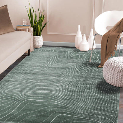 Veer Modern Abstract Wood Grain Indoor Area Rug or Runner - Slate