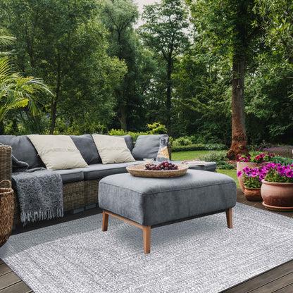 Multi Toned Braided Area Rug Bohemian Indoor Outdoor Rugs - Slate-White