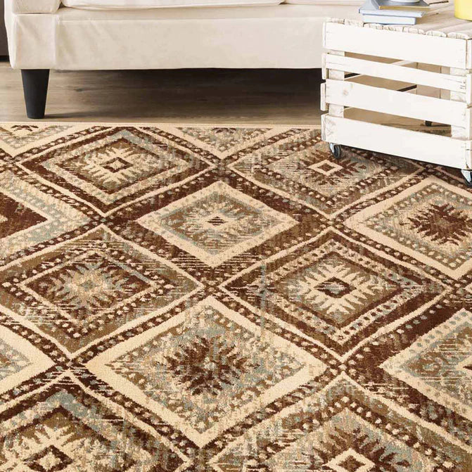 Losange Farmhouse Southwestern Diamonds Indoor Area Rug or Runner - Slate
