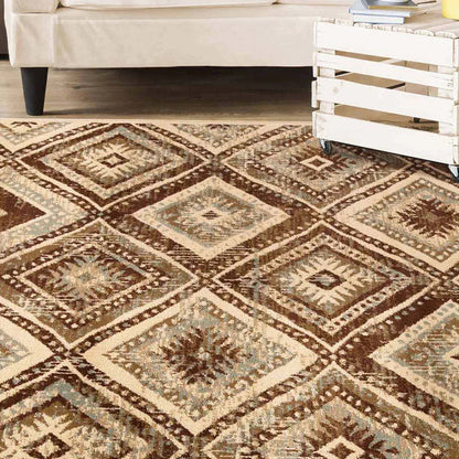 Losange Farmhouse Southwestern Diamonds Indoor Area Rug or Runner - Slate