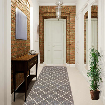 Lattice Geometric Diamonds Indoor Area Rug Or Runner Or Door Mat - Slate