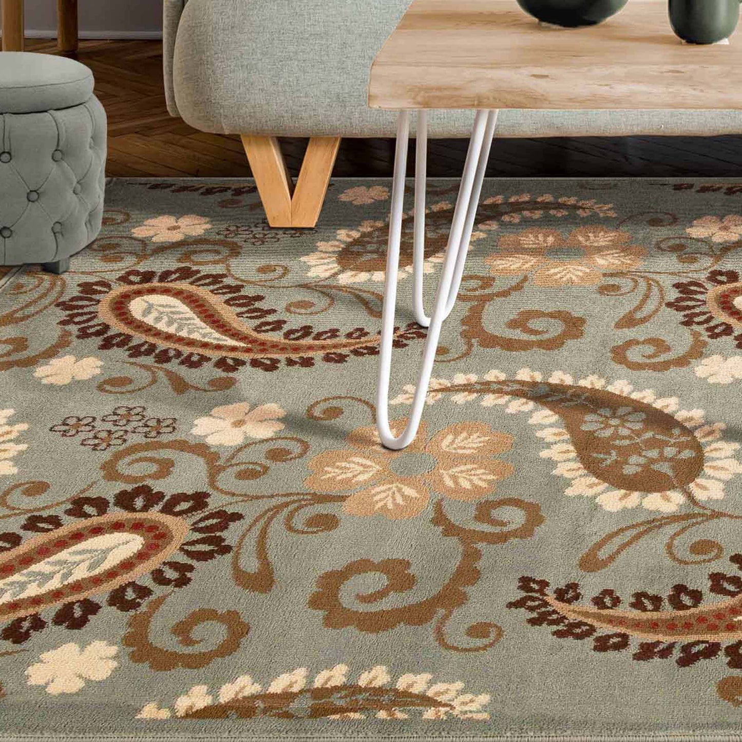 Parkway Vintage Floral Indoor Area Rug or Runner Rug - Slate