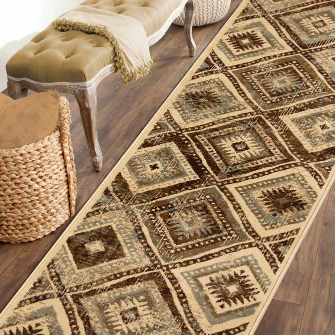 Losange Farmhouse Southwestern Diamonds Indoor Area Rug or Runner - Slate