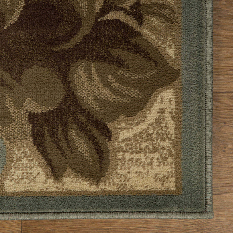 Rinceau Traditional Oversized Floral Border Indoor Area Rug or Runner - Slate