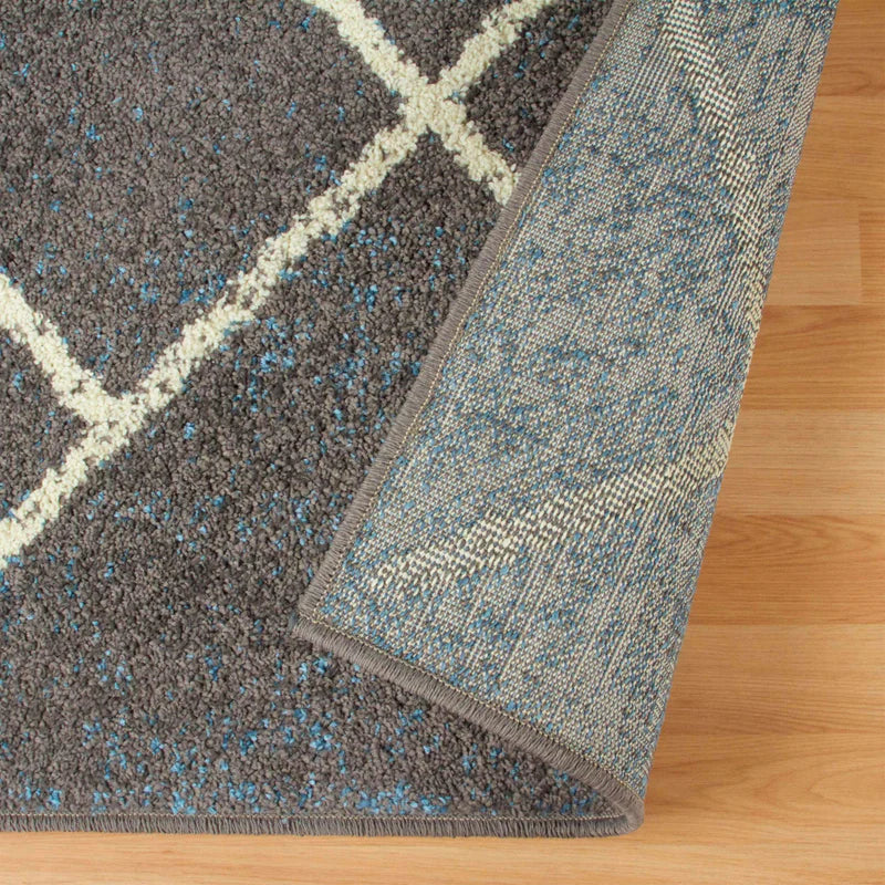 Lattice Geometric Diamonds Indoor Area Rug Or Runner Or Door Mat - Slate