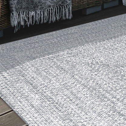 Multi Toned Braided Area Rug Bohemian Indoor Outdoor Rugs - Slate-White