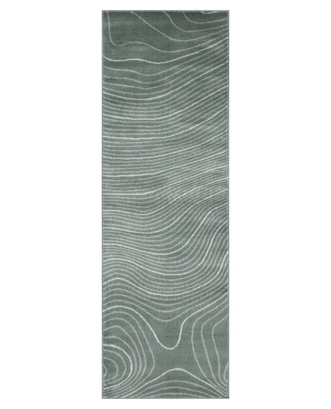 Veer Modern Abstract Wood Grain Indoor Area Rug or Runner - Slate