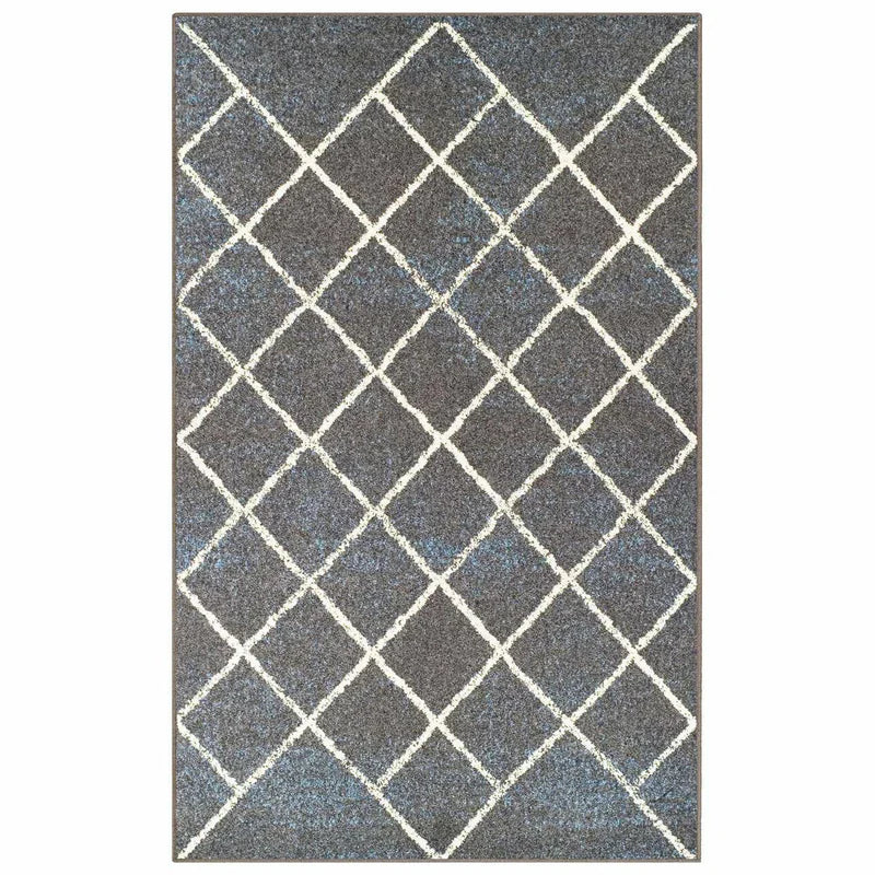 Lattice Geometric Diamonds Indoor Area Rug Or Runner Or Door Mat - Slate