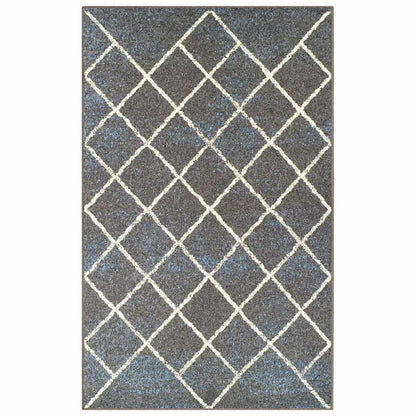 Lattice Geometric Diamonds Indoor Area Rug Or Runner Or Door Mat - Slate