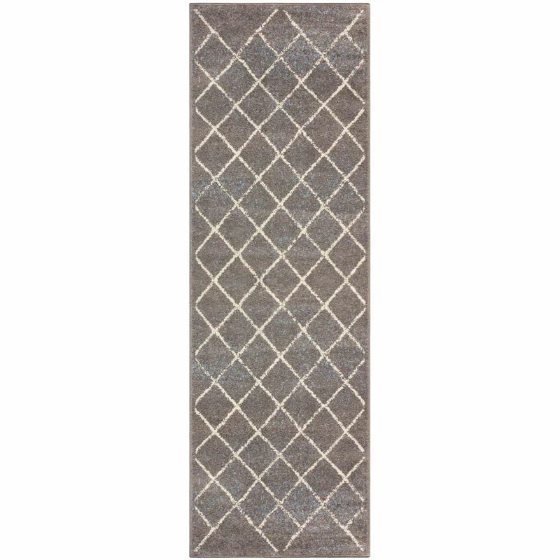 Lattice Geometric Diamonds Indoor Area Rug Or Runner Or Door Mat - Slate