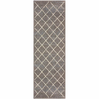 Lattice Geometric Diamonds Indoor Area Rug Or Runner Or Door Mat - Slate
