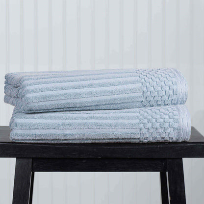 Soho Ribbed Textured Cotton Ultra-Absorbent Bath Towel Set - SlateBlue