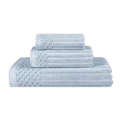 Soho Ribbed Cotton Absorbent 3 Piece Assorted Towel Set - SlateBlue