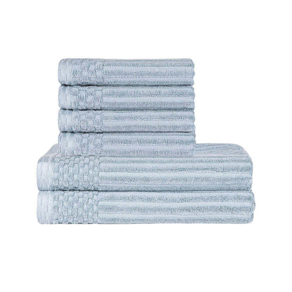Superior Soho Ribbed Textured Cotton Ultra-Absorbent Hand and Bath Towel Set - SlateBlue