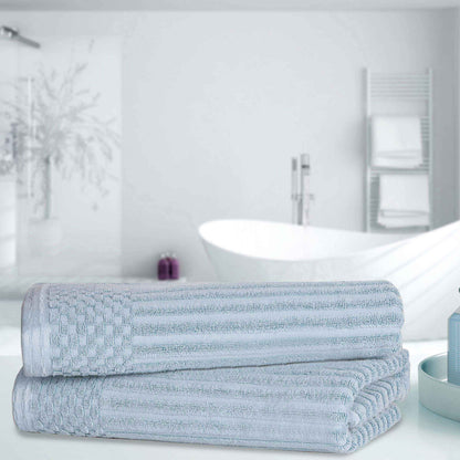 Soho Ribbed Textured Cotton Ultra-Absorbent Bath Towel Set - SlateBlue