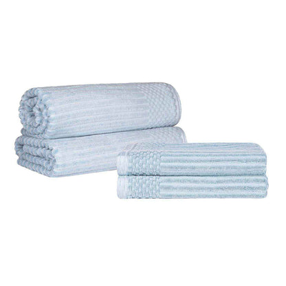 Superior Soho Ribbed Textured Cotton Ultra-Absorbent Bath Sheet & Bath Towel Set - SlateBlue