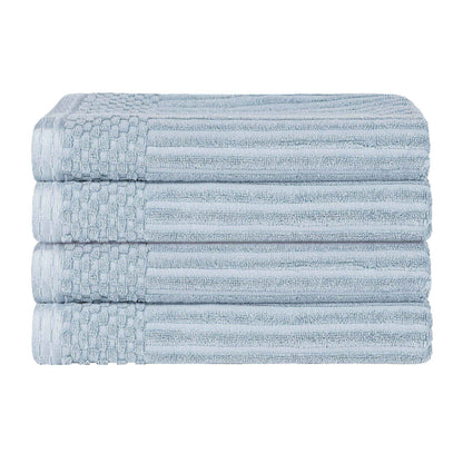 Soho Ribbed Cotton Absorbent Bath Towel Set of 4 - SlateBlue